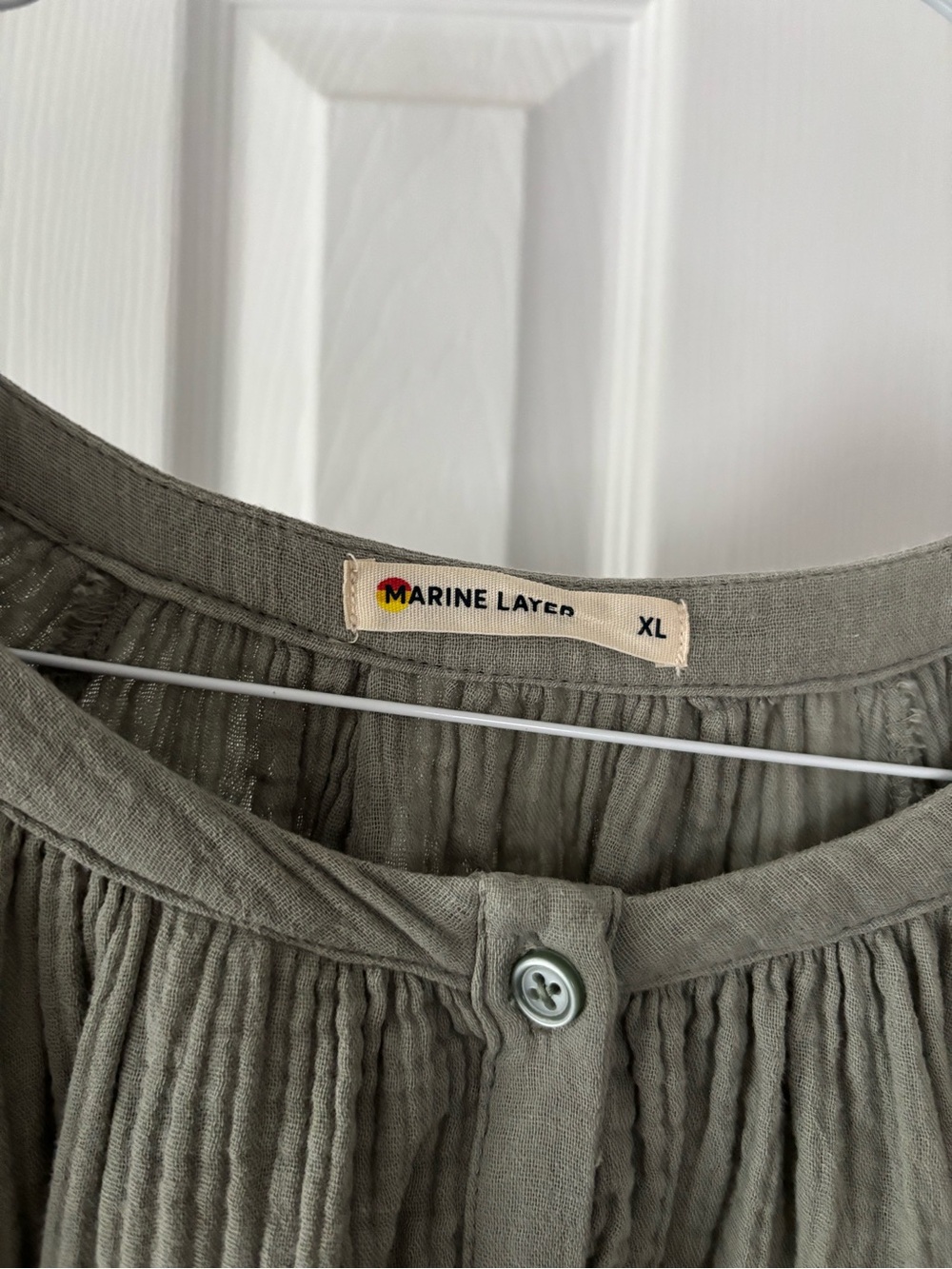Marine Layer Wren Puff Sleeve Top - Faded Olive - Picture 3 of 4
